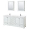 Wyndham Deborah 80" Double Bathroom Vanity In White With White Cultured Marble Countertop Undermount Square Sinks And Medicine Cabinets WCS202080DWHWCUNSMED