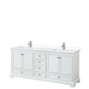 Wyndham Deborah 80" Double Bathroom Vanity In White With White Cultured Marble Countertop Undermount Square Sinks And No Mirrors WCS202080DWHWCUNSMXX