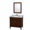 Wyndham AAA Hatton 36" Single Bathroom Vanity In Dark Chestnut White Carrara Marble Countertop Undermount Oval Sink And 24" Mirror WCV161636SCDCMUNRM24