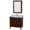 Wyndham AAA Hatton 36" Single Bathroom Vanity In Dark Chestnut White Carrara Marble Countertop Undermount Oval Sink And Medicine Cabinet WCV161636SCDCMUNRMED