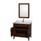 Wyndham AAA Hatton 36" Single Bathroom Vanity In Dark Chestnut White Carrara Marble Countertop Undermount Square Sink and 24" Mirror WCV161636SCDCMUNSM24