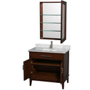 Wyndham AAA Hatton 36" Single Bathroom Vanity In Dark Chestnut White Carrara Marble Countertop Undermount Square Sink and Medicine Cabinet WCV161636SCDCMUNSMED