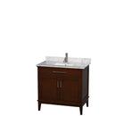 Wyndham AAA Hatton 36" Single Bathroom Vanity In Dark Chestnut White Carrara Marble Countertop Undermount Square Sink And No Mirror WCV161636SCDCMUNSMXX