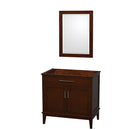 Wyndham AAA Hatton 36" Single Bathroom Vanity In Dark Chestnut No Countertop No Sink And 24" Mirror WCV161636SCDCXSXXM24