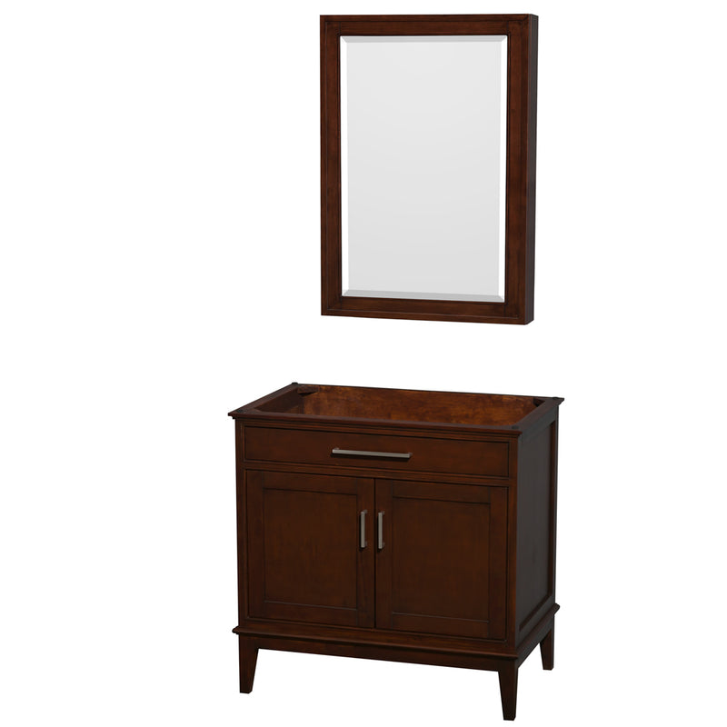 Wyndham AAA Hatton 36" Single Bathroom Vanity In Dark Chestnut No Countertop No Sink And Medicine Cabinet WCV161636SCDCXSXXMED