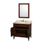 Wyndham AAA Hatton 36" Single Bathroom Vanity In Dark Chestnut Ivory Marble Countertop Undermount Oval Sink and 24" Mirror WCV161636SCDIVUNRM24