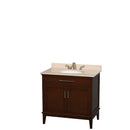 Wyndham AAA Hatton 36" Single Bathroom Vanity In Dark Chestnut Ivory Marble Countertop Undermount Oval Sink And No Mirror WCV161636SCDIVUNRMXX