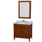 Wyndham AAA Hatton 36" Single Bathroom Vanity In Light Chestnut White Carrara Marble Countertop Undermount Oval Sink And Medicine Cabinet WCV161636SCLCMUNRMED