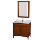 Wyndham AAA Hatton 36" Single Bathroom Vanity In Light Chestnut White Carrara Marble Countertop Undermount Square Sink And Medicine Cabinet WCV161636SCLCMUNSMED