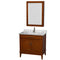 Wyndham AAA Hatton 36" Single Bathroom Vanity In Light Chestnut White Carrara Marble Countertop Undermount Square Sink And Medicine Cabinet WCV161636SCLCMUNSMED