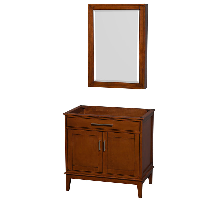 Wyndham AAA Hatton 36" Single Bathroom Vanity In Light Chestnut No Countertop No Sink And Medicine Cabinet WCV161636SCLCXSXXMED