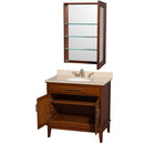 Wyndham AAA Hatton 36" Single Bathroom Vanity In Light Chestnut Ivory Marble Countertop Undermount Oval Sink and Medicine Cabinet WCV161636SCLIVUNRMED