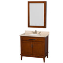 Wyndham AAA Hatton 36" Single Bathroom Vanity In Light Chestnut Ivory Marble Countertop Undermount Oval Sink And Medicine Cabinet WCV161636SCLIVUNRMED