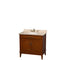 Wyndham AAA Hatton 36" Single Bathroom Vanity In Light Chestnut Ivory Marble Countertop Undermount Oval Sink And No Mirror WCV161636SCLIVUNRMXX