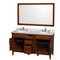 Wyndham Hatton 60" Double Bathroom Vanity In Light Chestnut White Carrara Marble Countertop Undermount Oval Sinks and 56" Mirror WCV161660DCLCMUNRM56