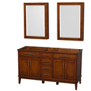 Wyndham AAA Hatton 60" Double Bathroom Vanity In Light Chestnut No Countertop No Sinks 24" Medicine Cabinets WCV161660DCLCXSXXMED