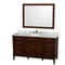 Wyndham AAA Hatton 60" Single Bathroom Vanity In Dark Chestnut White Carrara Marble Countertop Undermount Oval Sink And 44" Mirror WCV161660SCDCMUNRM44