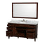 Wyndham Hatton 60" Single Bathroom Vanity In Dark Chestnut White Carrara Marble Countertop Undermount Oval Sink and 56" Mirror WCV161660SCDCMUNRM56