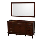 Wyndham Hatton 60" Single Bathroom Vanity In Dark Chestnut No Countertop No Sink And 56" Mirror WCV161660SCDCXSXXM56