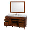 Wyndham AAA Hatton 60" Single Bathroom Vanity In Light Chestnut White Carrara Marble Countertop Undermount Oval Sink and 44" Mirror WCV161660SCLCMUNRM44