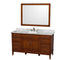 Wyndham AAA Hatton 60" Single Bathroom Vanity In Light Chestnut White Carrara Marble Countertop Undermount Oval Sink And 44" Mirror WCV161660SCLCMUNRM44