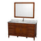 Wyndham AAA Hatton 60" Single Bathroom Vanity In Light Chestnut White Carrara Marble Countertop Undermount Square Sink And 44" Mirror WCV161660SCLCMUNSM44