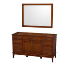 Wyndham AAA Hatton 60" Single Bathroom Vanity In Light Chestnut No Countertop No Sink And 44" Mirror WCV161660SCLCXSXXM44