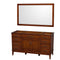 Wyndham Hatton 60" Single Bathroom Vanity In Light Chestnut No Countertop No Sink And 56" Mirror WCV161660SCLCXSXXM56