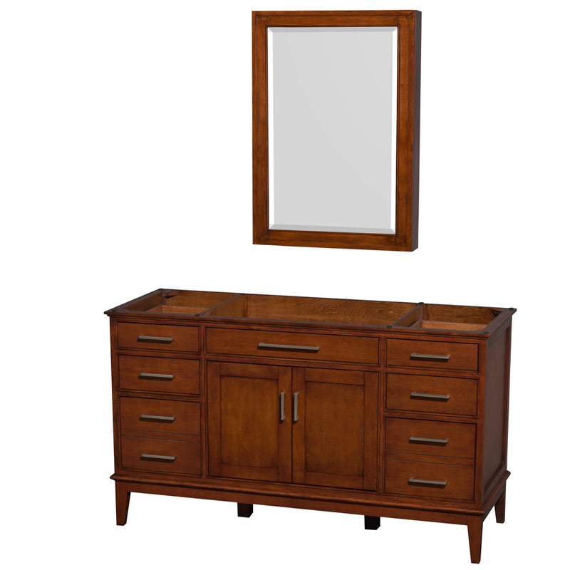 Wyndham AAA Hatton 60" Single Bathroom Vanity In Light Chestnut No Countertop No Sink And Medicine Cabinet WCV161660SCLCXSXXMED