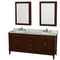 Wyndham AAA Hatton 72" Double Bathroom Vanity In Dark Chestnut White Carrara Marble Countertop Undermount Oval Sinks And Medicine Cabinets WCV161672DCDCMUNRMED