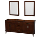 Wyndham AAA Hatton 72" Double Bathroom Vanity In Dark Chestnut No Countertop No Sinks And Medicine Cabinets WCV161672DCDCXSXXMED