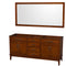 Wyndham Hatton 72" Double Bathroom Vanity In Light Chestnut No Countertop No Sinks And 70" Mirror WCV161672DCLCXSXXM70