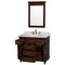 Wyndham Berkeley 36" Single Bathroom Vanity In Dark Chestnut with White Carrara Marble Top with White Undermount Oval Sink and 24" Mirror WCV171736SCDCMUNRM24