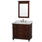 Wyndham Berkeley 36" Single Bathroom Vanity In Dark Chestnut With White Carrara Marble Top With White Undermount Oval Sink And 24" Mirror WCV171736SCDCMUNRM24