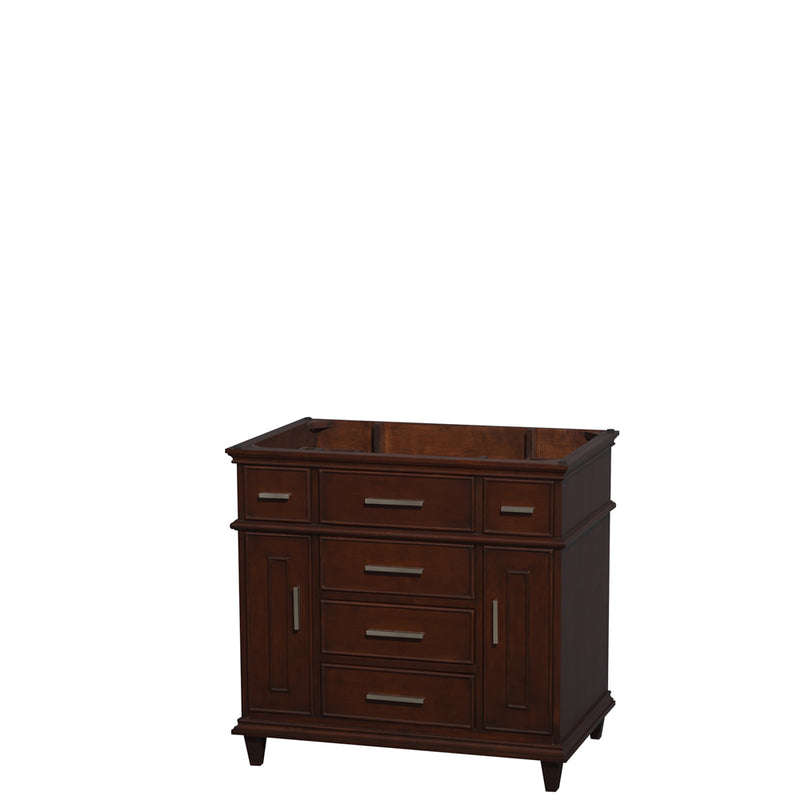 Wyndham Berkeley 36" Single Bathroom Vanity In Dark Chestnut With No Countertop No Sink No Mirror WCV171736SCDCXSXXMXX