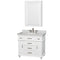 Wyndham AAA Berkeley 36" Single Bathroom Vanity In White White Carrara Marble Countertop Undermount Round Sink 24" Medicine Cabinet WCV171736SWHCMUNRMED