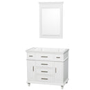 Wyndham Berkeley 36" Single Bathroom Vanity In White With No Countertop And No Sink And 24" Mirror WCV171736SWHCXSXXM24