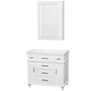 Wyndham AAA Berkeley 36" Single Bathroom Vanity In White No Countertop No Sink 24" Medicine Cabinet WCV171736SWHCXSXXMED