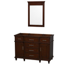 Wyndham Berkeley 48" Single Bathroom Vanity In Dark Chestnut With No Countertop And No Sink And 24" Mirror WCV171748SCDCXSXXM24