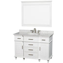 Wyndham Berkeley 48" Single Bathroom Vanity In White With White Carrara Marble Top With White Undermount Oval Sink And 44" Mirror WCV171748SWHCMUNRM44