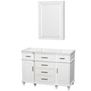 Wyndham AAA Berkeley 48" Single Bathroom Vanity In White No Countertop No Sink 24" Medicine Cabinet WCV171748SWHCXSXXMED