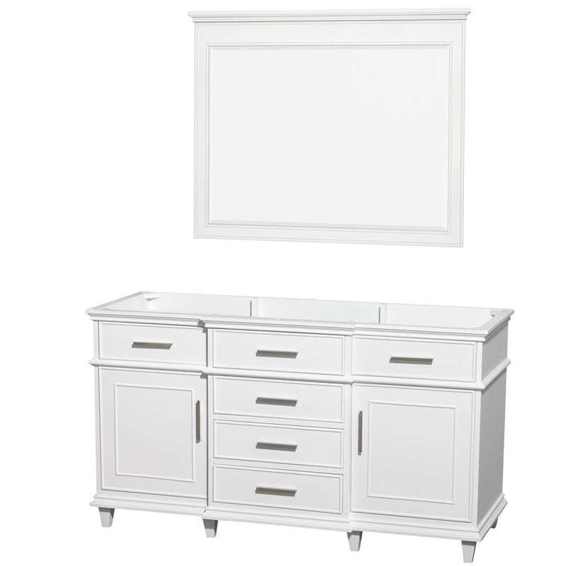 Wyndham AAA Berkeley 60" Single Bathroom Vanity In White With No Countertop And No Sink And 44" Mirror WCV171760SWHCXSXXM44