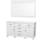 Wyndham AAA Berkeley 60" Single Bathroom Vanity In White With No Countertop And No Sink And 56" Mirror WCV171760SWHCXSXXM56