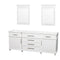 Wyndham AAA Berkeley 80" Double Bathroom Vanity In White With No Countertop And No Sinks And 24" Mirrors WCV171780DWHCXSXXM24