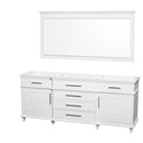 Wyndham AAA Berkeley 80" Double Bathroom Vanity In White With No Countertop And No Sinks And 70" Mirror WCV171780DWHCXSXXM70