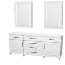 Wyndham AAA Berkeley 80" Double Bathroom Vanity In White No Countertop No Sinks 24" Medicine Cabinets WCV171780DWHCXSXXMED