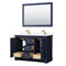 Wyndham Avery 48" Double Bathroom Vanity In Dark Blue Dark-Vein Carrara Cultured Marble Countertop Undermount Square Sinks and 46" Mirror WCV232348DBLC1UNSM46