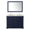 Wyndham Avery 48" Double Bathroom Vanity In Dark Blue White Carrara Marble Countertop Undermount Oval Sinks and 46" Mirror WCV232348DBLCMUNOM46