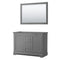 Wyndham Avery 48" Double Bathroom Vanity In Dark Gray No Countertop No Sinks And 46" Mirror WCV232348DKGCXSXXM46