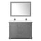 Wyndham Avery 48" Double Bathroom Vanity In Dark Gray White Cultured Marble Countertop Undermount Square Sinks and 46" Mirror WCV232348DKGWCUNSM46